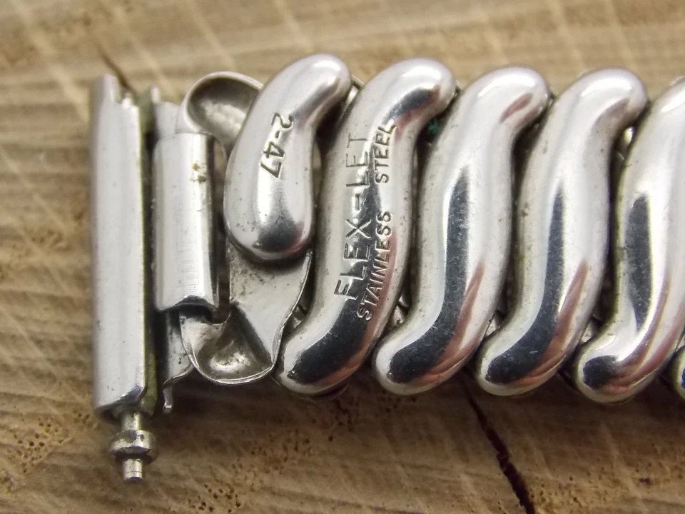 Flex-Let Vintage Expansion Watch Band 16mm 5/8" Stainless Steel Mens Pre-Owned - Image 3 of 3
