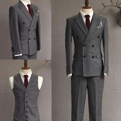 grey suit double breasted