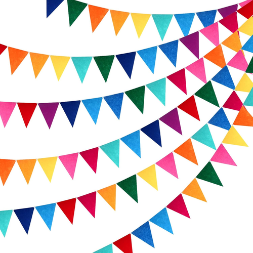 6 Sets Rainbow Pennant Banner Flags Garland Multicolor Bunting String Triangle F