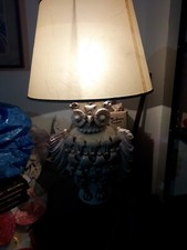 Lume lampada da tavolo Gufo in ceramica di Caltagirone Sicilia 