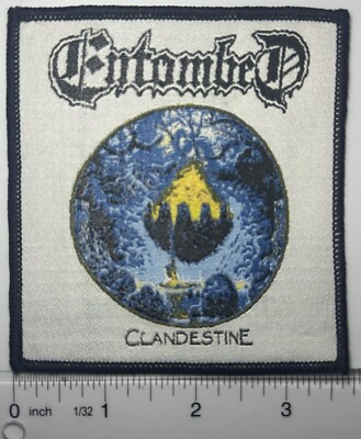 Entombed Clandestine Black Border Woven Patch 