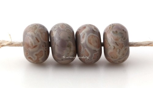 DESERTED gray beige handmade lampwork glass bead set, 6x11 or 7x13 mm - Picture 2 of 2