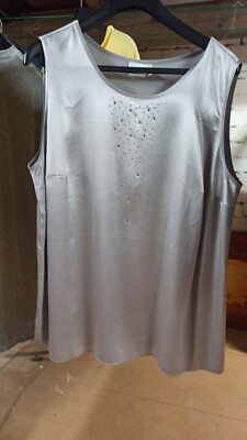 Satin Top 46 Vogelsang Silber Shirt Satinbluse festlich und edel