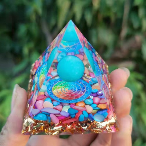 1 PC Pyramid Ball Quartz Crystal Dropper Resin Decoration Natural Orgonite - Picture 27 of 54