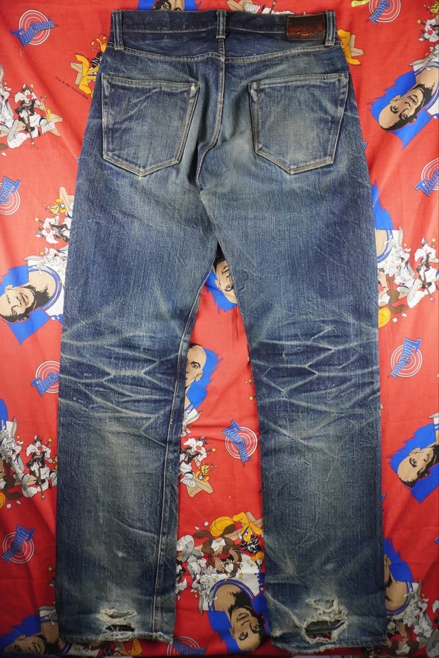 Pantalones de mezclilla vintage Sugar Cane 1947 stock muerto hechos en EE. UU. con ribete para hombre talla 32x34 Foto 3 de 4