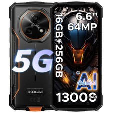 DOOGEE Fire7 AI 5G Rugged Smartphone Unlocked Cell Phone 13000mAh/18W 16GB+256GB