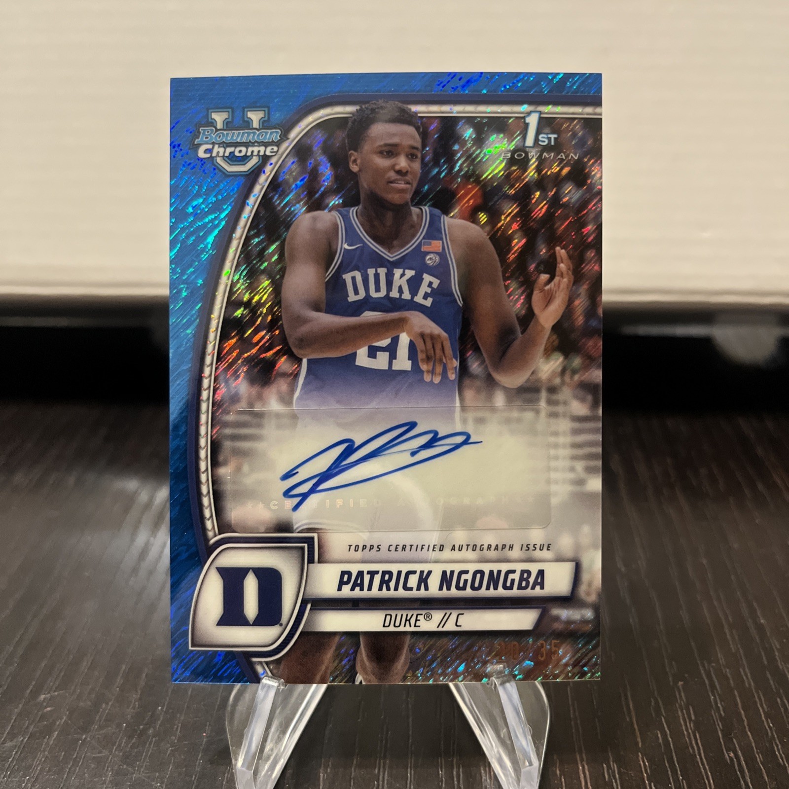 2025 Bowman U Chrome 58 Patrick Ngonba Blue Shimmer Auto /35 1st Bowman RC