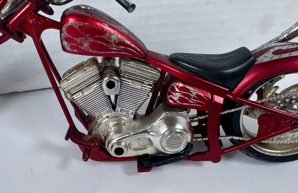 Moto Custom Chopper New-Ray 1995, vintage. 43493 Die Cast rojo 1:12. Rojo Foto 3 de 4