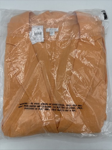 J. Jill Love Summer Linen Blazer Jacket Apricot Orange XL 2 Button VNeck NWT - Picture 2 of 3