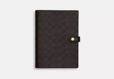 COACH Notebook Cover Signature Canvas Walnut Black Journal Agenda CZ198 IMXAQ