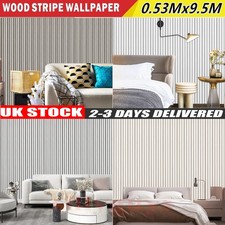 Wooden Slat.Panelling Wallpaper 3D Wood Panel Effect Strip Wall Paper Livingroom