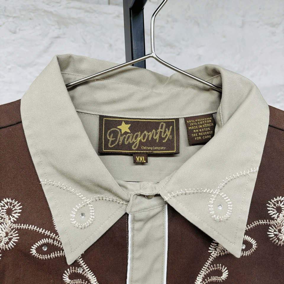 Camisa Libélula Perla A Presión Western Bordada Estrás Manga Larga De Colección Foto 2 de 4