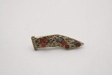 Vintage Chinese sterling silver  and gemstone finger nail guard/Dagger/Khanjar