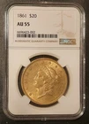 1861p $20 Gold Liberty Head●Rare-AU CIVIL WAR ERA COIN!