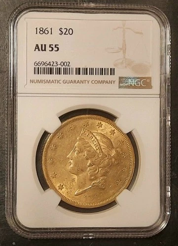 1861p $20 Gold Liberty Head●Rare-AU CIVIL WAR ERA COIN!