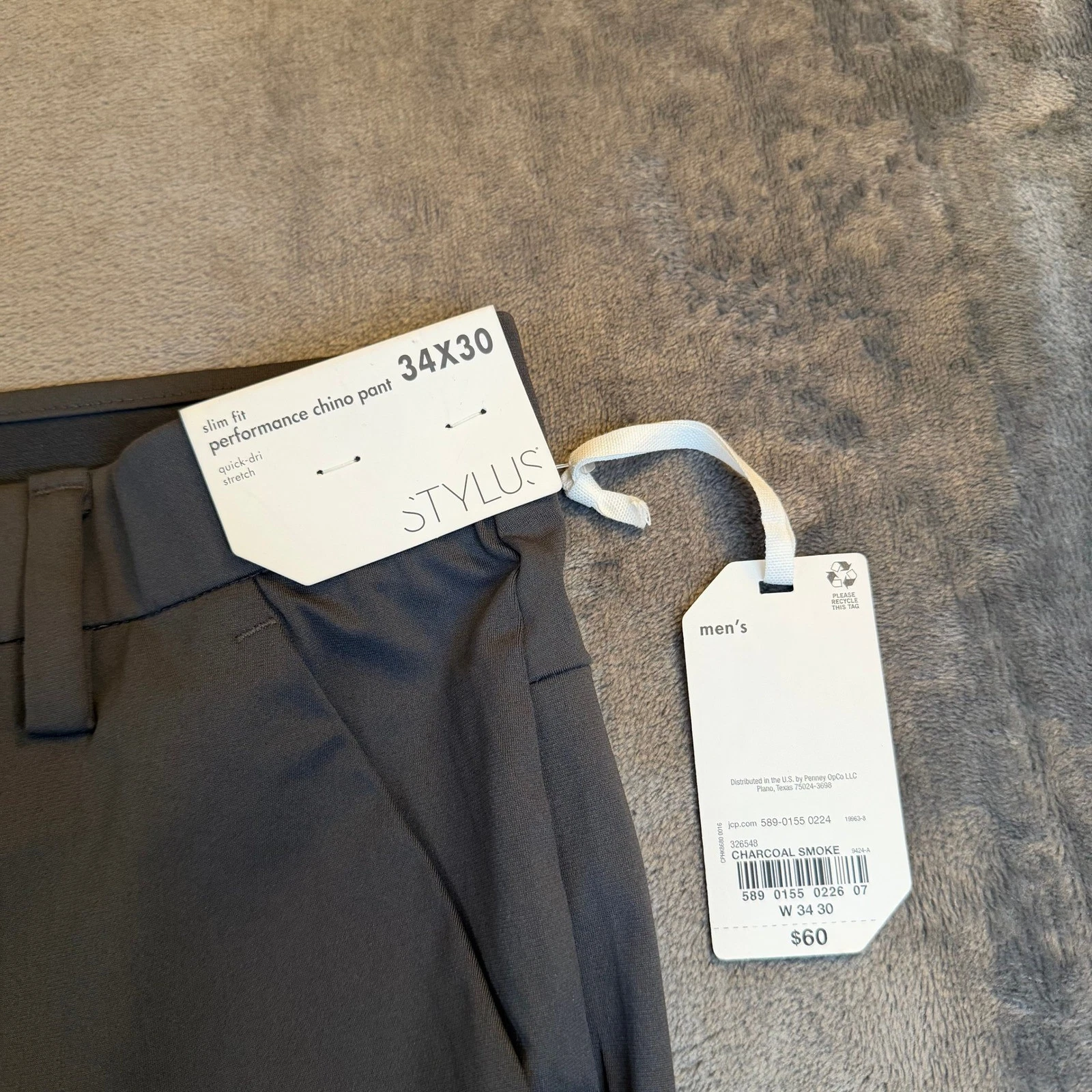 Stylus Slim Fit Performance Chino Pants Charcoal Quick Dry Stretch Mens 34x30
Opens in a new window 