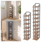 Narrow Shoe Rack Wooden Shoe Shelf 7/9 Tier Vertical Tall Slim Storage Organizer