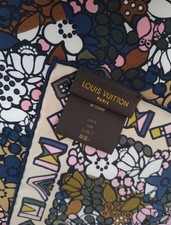 Authentic Louis Vuitton Scarf Silk Brown Flowers Murakami Print Never Worn 