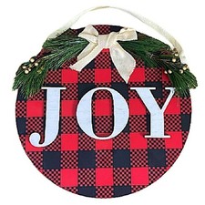 Christmas Red Buffalo Plaid 12  New Wooden Joy Sign Decor Holiday Festive
