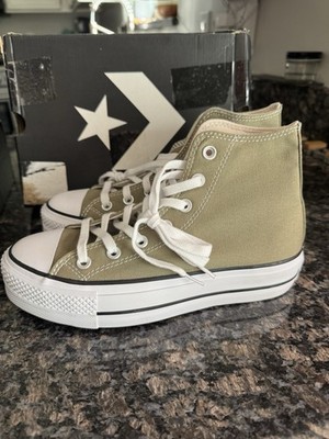 Women 7 Converse Chuck Taylor All Star Lift HI Platform Mossy Sloth  (A07571F)