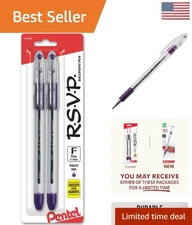 R.S.V.P. Fine Point Violet Ink Ballpoint Pens - Ergonomic 2 Pack for Smooth W...