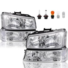 Headlights Headlamp Assembly Headlight with Bulbs Chrome Housing Clear Corner