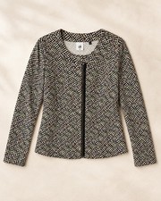 Cabi Multicolor Patterned Zip-Up Jacket Medium Cotton Blend Long Sleeve