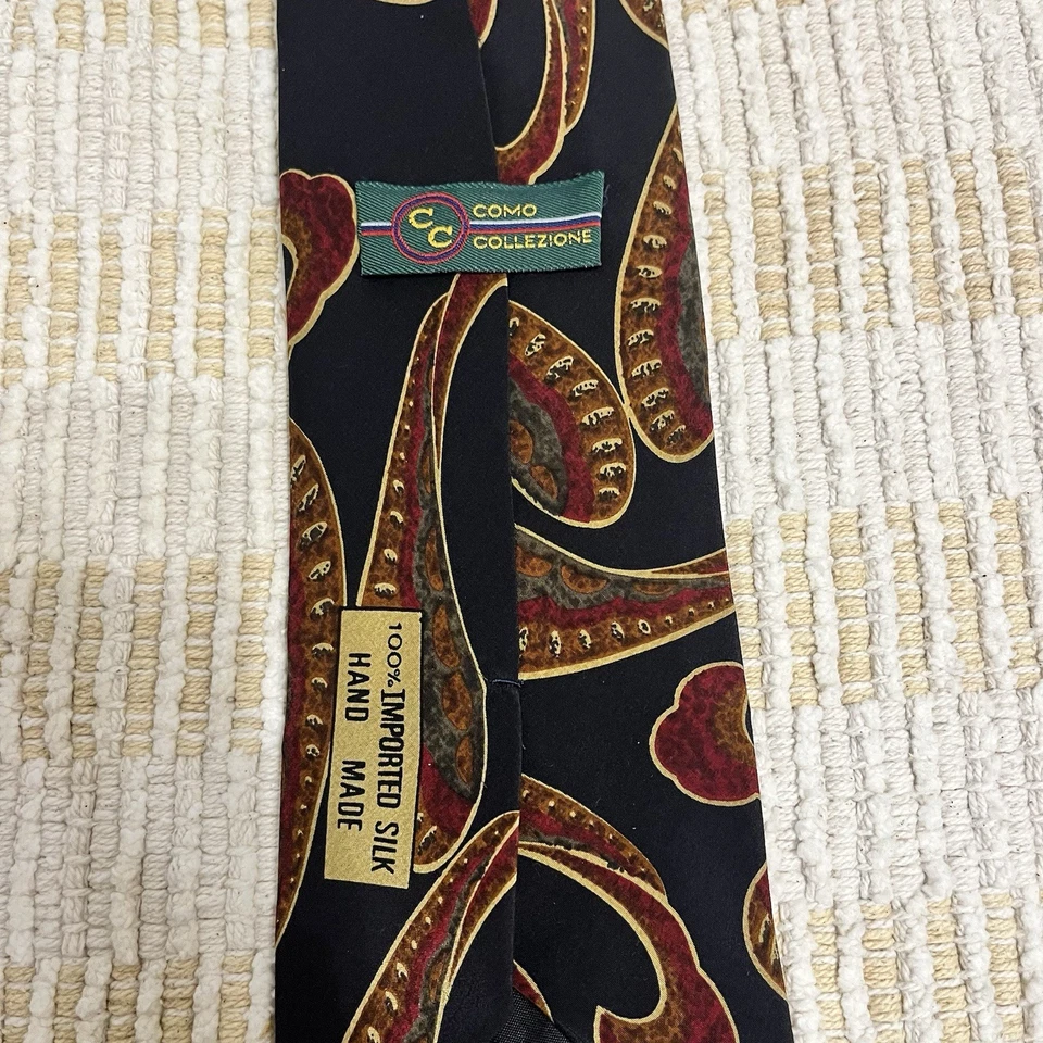 Corbata formal de negocios hecha a mano 100 % seda cachemira para hombre Como Collezione Foto 4 de 4