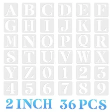 36 PCS Letter Stencils 2 Inch and Number Stencil, Reusable Alphabet Stencils .
