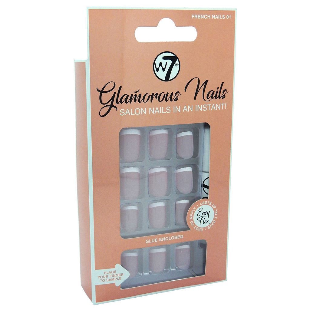 W7 Glamorous Nails - French Nail 01 - Glue Enclosed Salon Press On False Nails