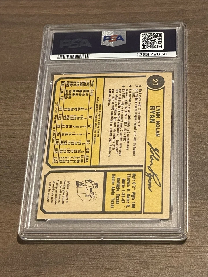 1974 OPC O-Pee-Chee #20 Nolan Ryan Angels FRESH GRADE PSA 4, RARE, TOTAL POP 98! - Image 2 of 2
