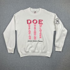 Vtg Fruit Of The Loom Adult L USA Made White Crew Neck Sweatshirt NM Wellness