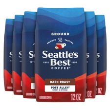 Seattle  s Best Coffee, Dark Roast Ground Coffee, Post Alley, 100 Arabica,6 Bags