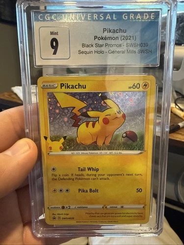 Pokemon 2021 Pikachu SWSH039 General Mills Promo Holo CGC 9