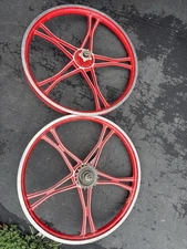 Vintage Lester 20" BMX Bike Wheels Mongoose Motomag Scrambler Red 69001 - 69002