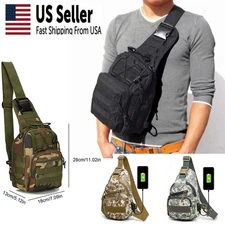 Men Tactical Sling Backpack Molle Chest Pack Shoulder Bag Outdoor Hiking Travel