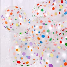 50 Pieces Polka Dot Balloons, 12 Inch Rainbow Balloons, Clear Latex Balloon w...