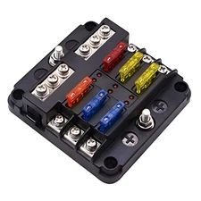6 Way Waterproof Fuse Block with Ground Busbar for Automotive RV Boat
