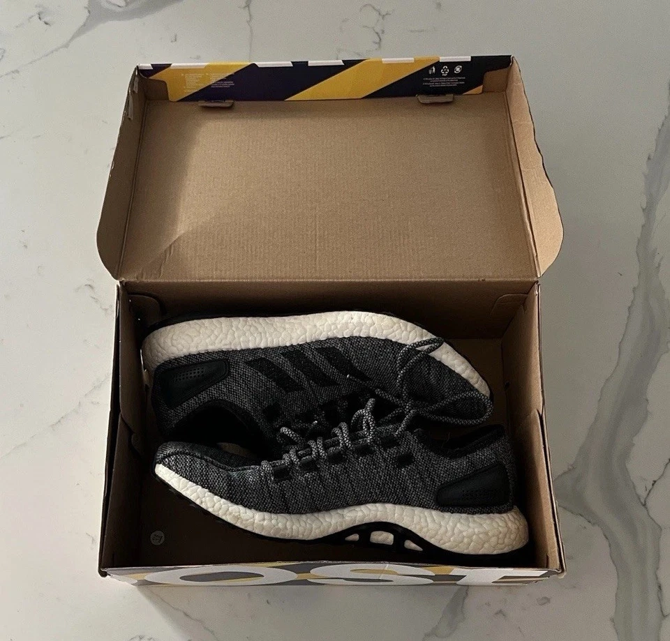 Adidas PureBOOST All Terrain Running Shoes Grey Black Sneakers Athletic Mens 9.5 - Image 3 of 4