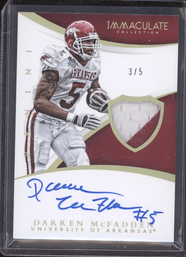 2015 Immaculate Darren McFadden Patch Auto 3/5 College Game Used Razorbacks