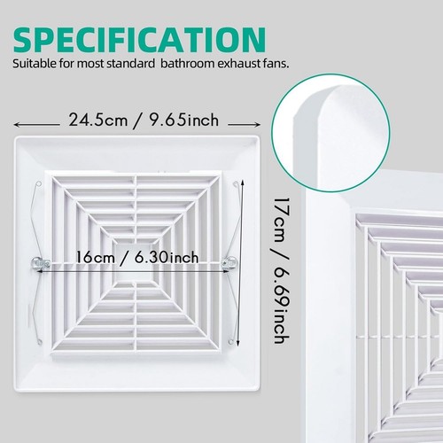 Bathroom Exhaust Fan Cover with Springs Replacement Parts for Square5266 - Picture 7 of 7