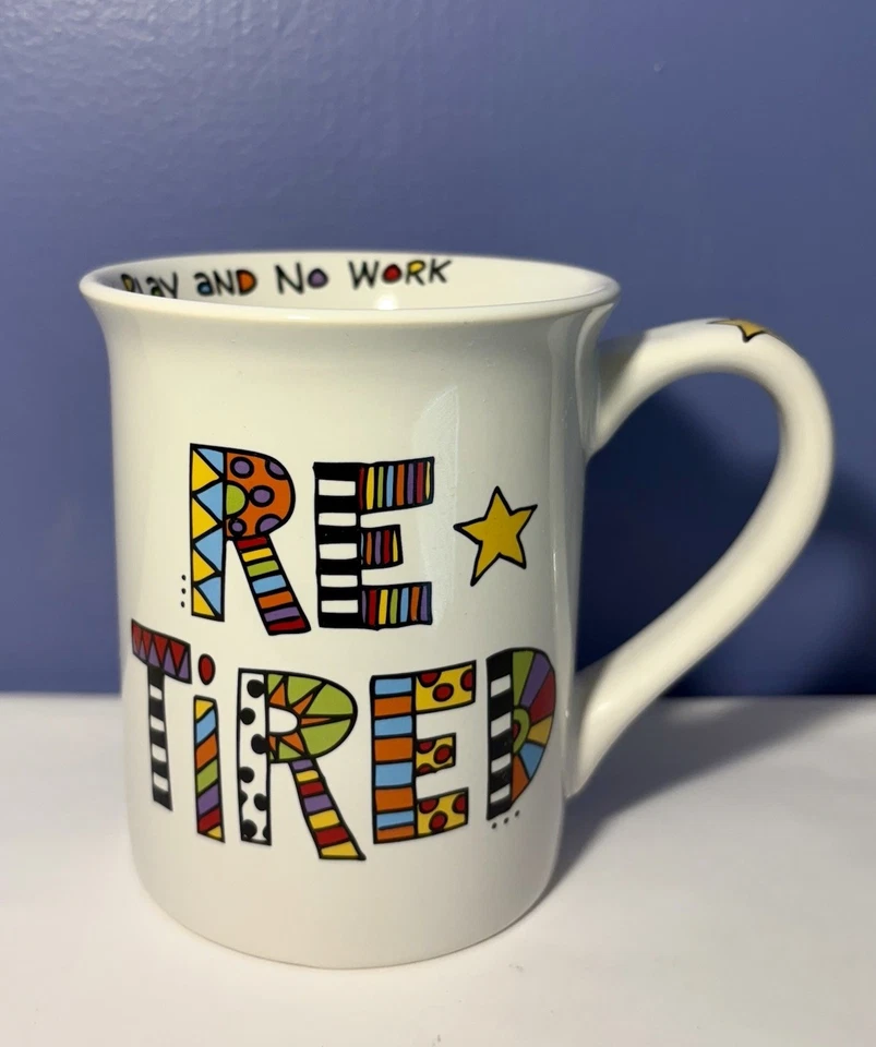 Taza de café, retirada, 16 oz. Divertido, nuestro nombre es barro, todo juega sin trabajo. Jubilación. Foto 2 de 4
