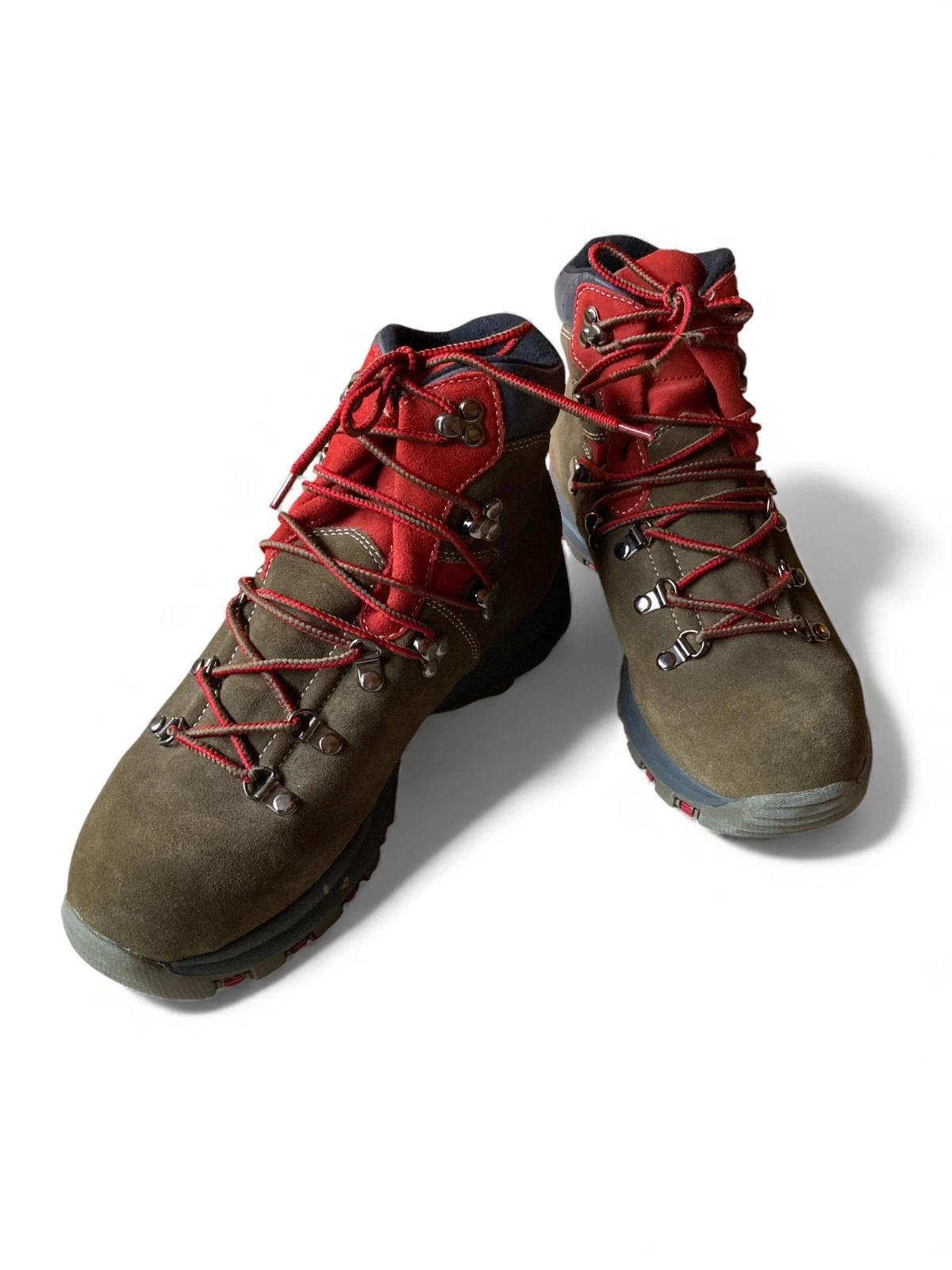 Bass Outdoor Jolla Hiking Boots Men 11M Brown Suede Leather Trail Boots Red Lace