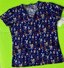          WOMENS    SERENE  CHRISTMAS-THEMED SCRUB TOP SZ SM NWT        