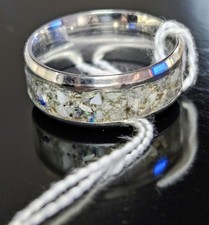 Titanium Inlay Ring Size 8. Setvwith Blue, Pink, White Opal And Obsidian.