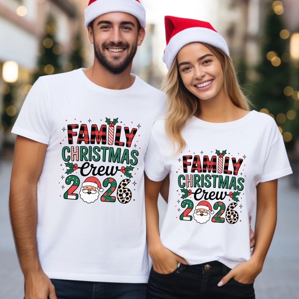 SAUTE STYLES Family Christmas Crew 2026 T Shirt Santa Squad Xmas Tee Holiday Party Outfit Top