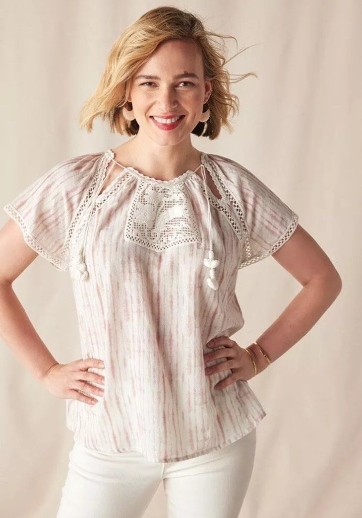 Matilda Jane Good Hart Sweet Caroline Tie Dye Pink White Womens Top M NWT