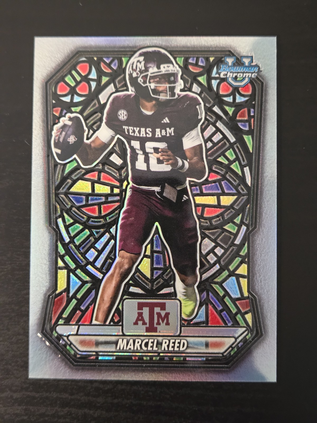 2026 Bowman Chrome Marcel Reed Etched In Glass SSP #CPE-6 Texas A &M