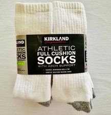 NEW Kirkland Signature Men's Athletic Sock, 8-pair, White FREE SHIPPING LOOK  