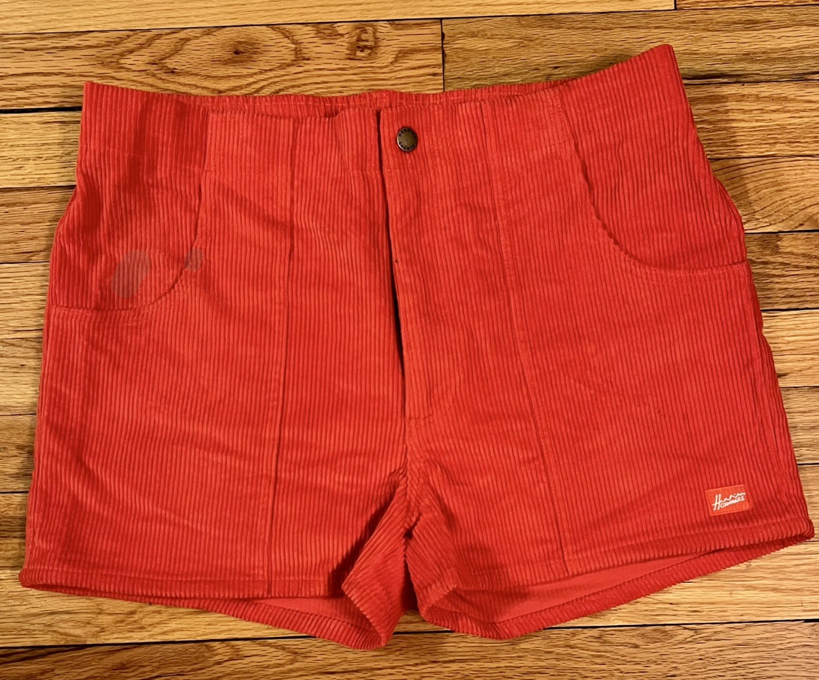 HAMMIES Men's Red Corduroy Shorts. New And Unworn. Size 36. Originally $80.